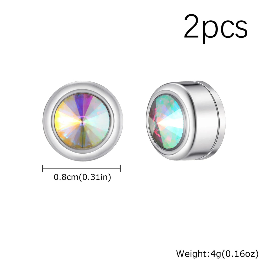 Iced Out Zircon Clip Earrings — Stainless