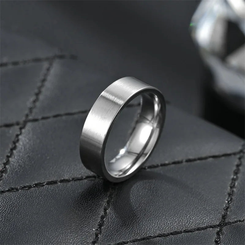 Classic Matte Flat Band Ring 6mm — Stainless Steel