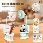 Creative Toilet Tabletop Fan HighStrong Wind Rechargeable Desktop Fan With Pen Holder Desk Fan for Kids Adults Home