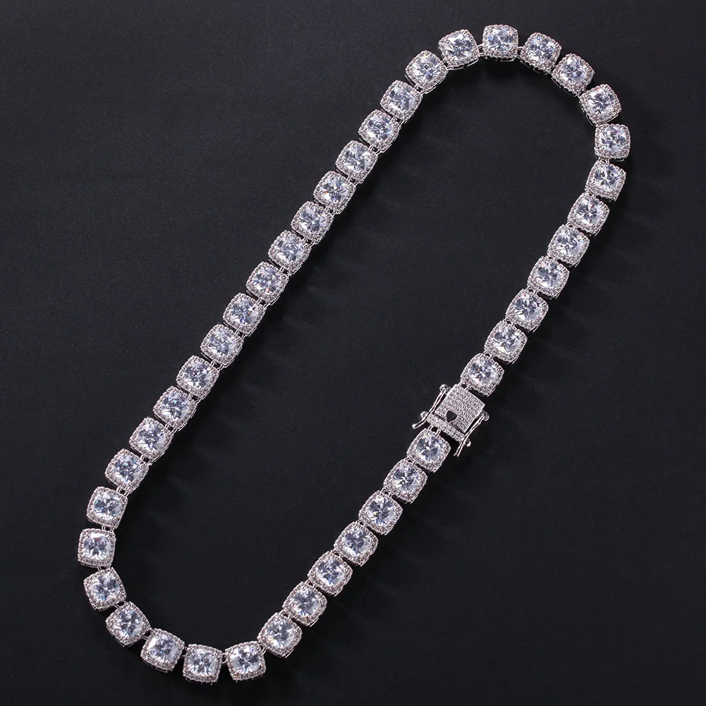 Uwin 10mm Square CZ Tennis Chain Luxury Bling Full Iced Out Necklace Men Miceo Pave Setting Jewelry Women Accessories New In