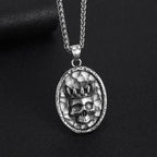 Crown Skeleton Pendant Necklace — Stainless Steel