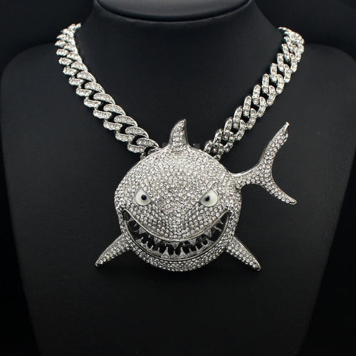11mm Iced Out Shark Cuban Necklace — Steel
