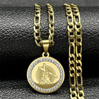 Iced Out Jesus Cross Gold Pendant Necklace