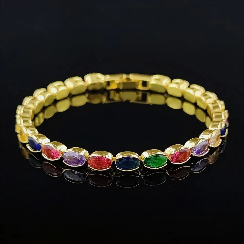 2022 New 18cm Marquise Oval Square Cut Luxury Silver Color on Hand Tennis Bracelet Bangle for Women Party Gift Jewelry