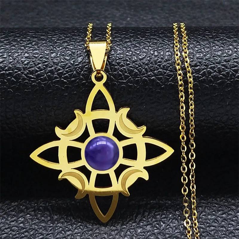 Viking Steel Pendant Celtic Knot Crescent Moon