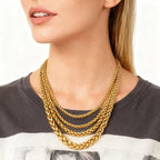 HNSP STAINLESS STEEL Twisted Rope CHAIN NECKLACE FOR MEN Versatile Neck Jewelry Pendant Black/Gold Chain Accessories