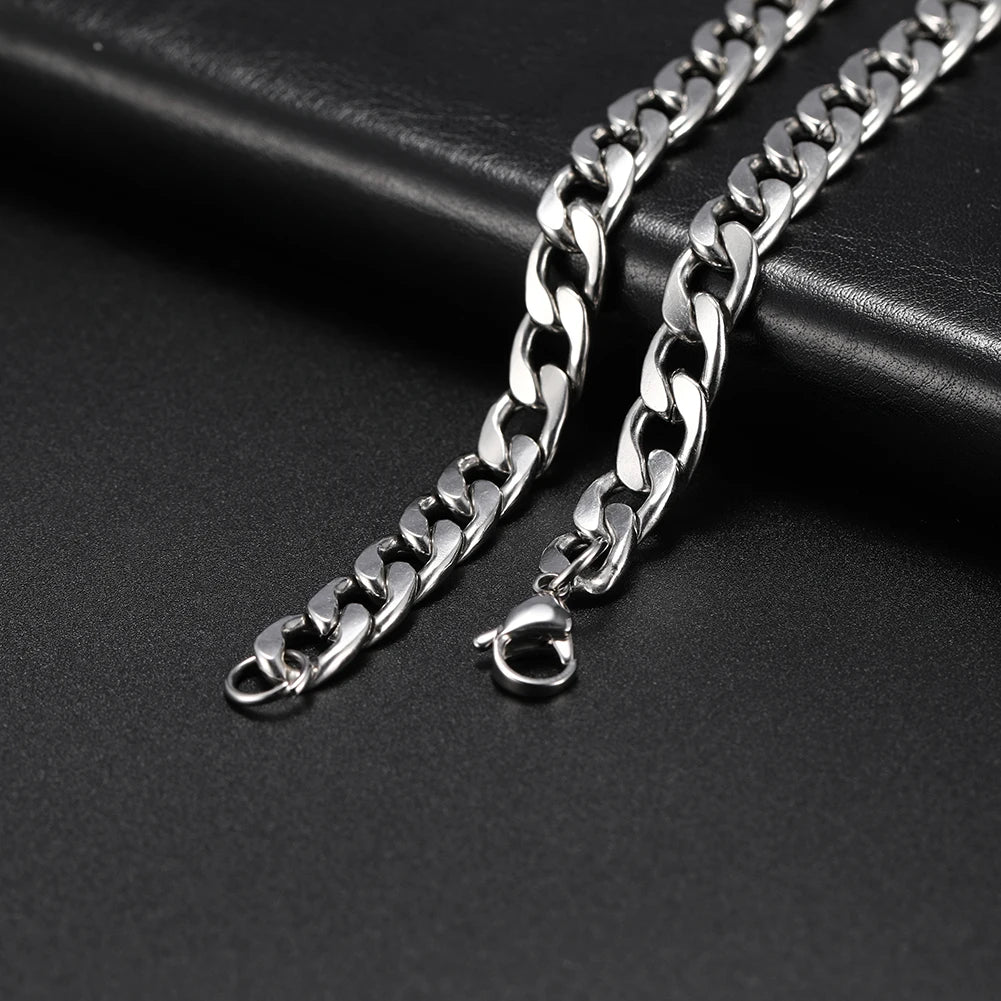 My Shape Basic Cuban Chain Necklaces for Men Chains Punk Figaro Box Curb Chain Chokers Lobster Clasp Fashion Male