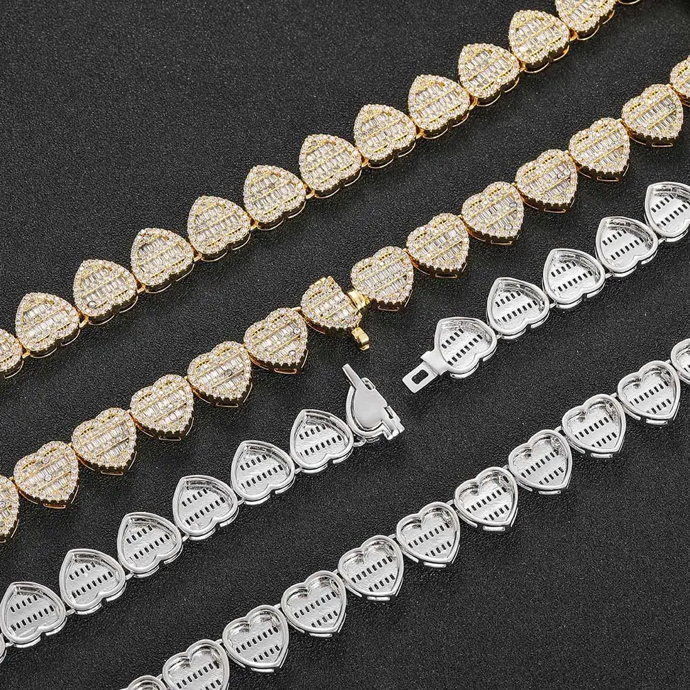 Iced Out Heart Necklace Stainless Steel 12MM