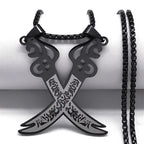 Islam Broadsword Stainless Steel Chain Necklaces Gold Color Long Necklace Pendant Men Jewelry colier homme N437S05
