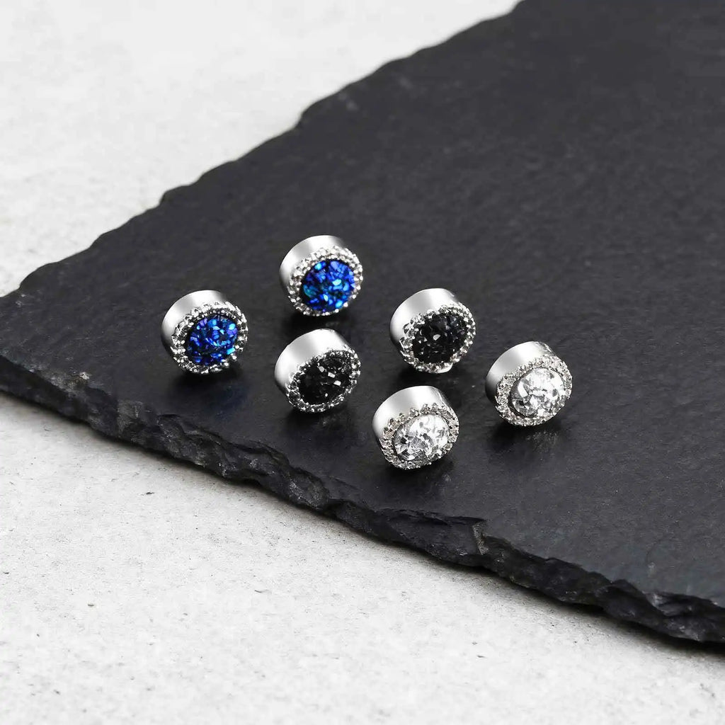 Iced Out Rhinestone Magnetic Ear Clip — Stainless Steel