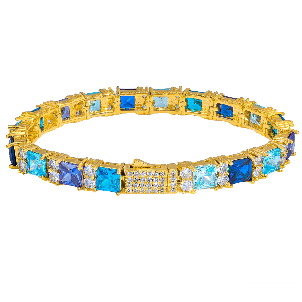 Tennis Necklace Stainless Steel Blue Gradient CZ