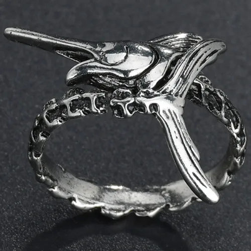New Design Skull Crow Skull Ring Woodpecker Bird Men's Ring Punk Stylish Jewelry