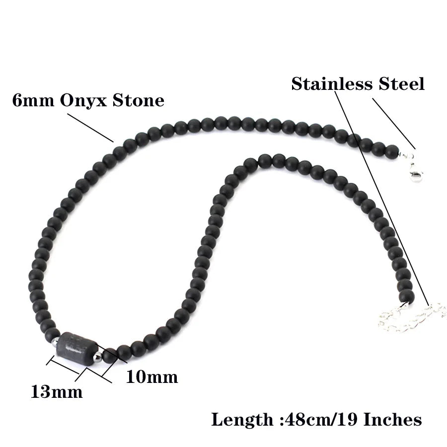Fashion 12 Constellations Beaded Necklace Men Natural Black Onyx Stone Beads 48cm Short Collar Jewelry Leisure Party Homme Joias