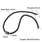 Fashion 12 Constellations Beaded Necklace Men Natural Black Onyx Stone Beads 48cm Short Collar Jewelry Leisure Party Homme Joias