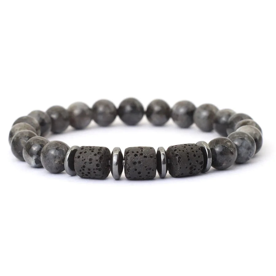Noter New Novel Men Bracelet Natural Tiger Eyes Volcanic Rock Beaded Braclet Gift For Him Hematite Healing Braslet Pulsera Homme