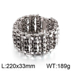 Bracelets For Men's Boy Fashion Chain Jewelry, 316L Stainless Steel Rock Punk Motorbiker Cross Flower Bracelet and