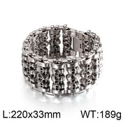 Bracelets For Men's Boy Fashion Chain Jewelry, 316L Stainless Steel Rock Punk Motorbiker Cross Flower Bracelet and