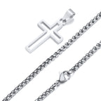 Casual Hollow Cross Necklaces for Men Boys,Waterproof Stainless Steel Cross Pendant Necklace,Religious Faith Prayer Jewelry Gift