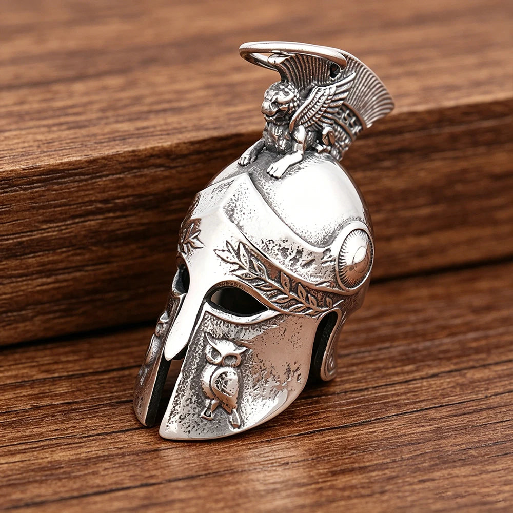 Spartan Roman Viking Bell Pendant Necklace Men Women Vintage Biker Punk Lucky Amulet Helmet Stainless Steel Jewelry Gift Dropshi