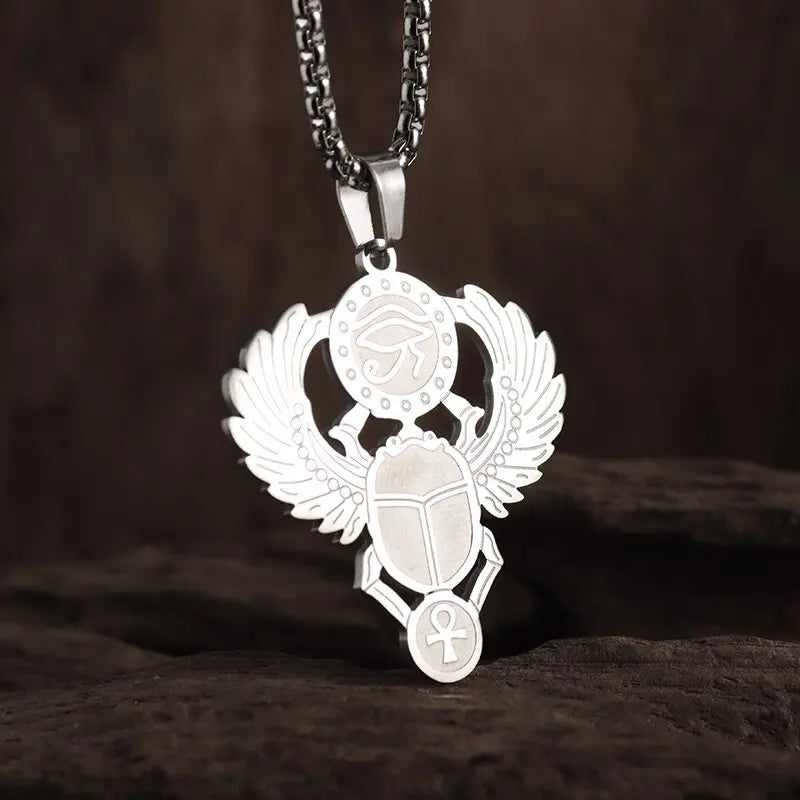 Shining Iced Out Ancient Egyptian God Eye of Horus Cross Pendant Necklace for Men and Women Hip Hop Trendy Amulet