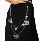 Punk Metal Cross Rivet Layered Chain Keychains for Men Women Waist Key Chain Wallet Jeans Hip-hop Pants Belt Jewelry