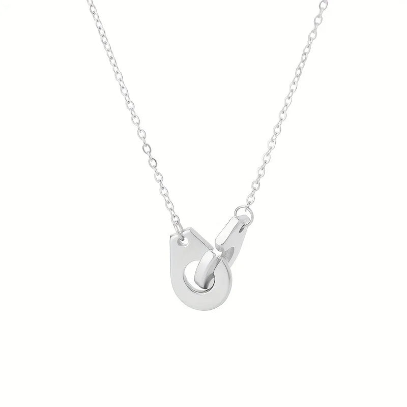 Geometric Hollow Pendant Necklace — Stainless Steel
