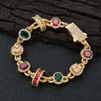 Gold Iced Out Chain Necklace Ruby Emerald 18K