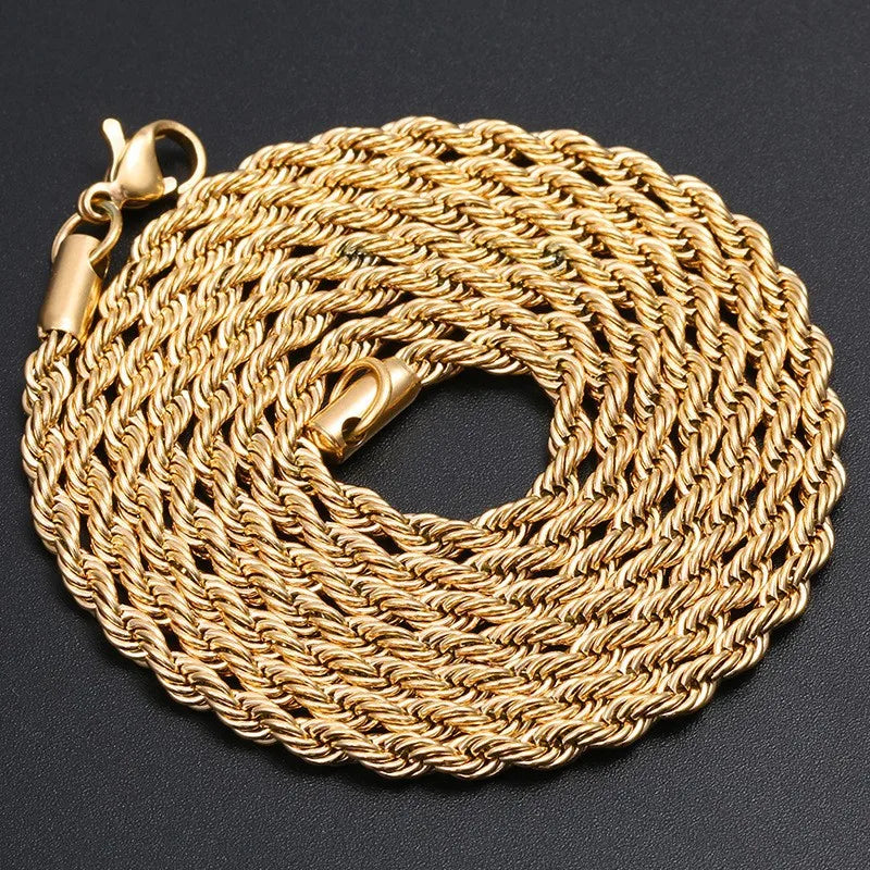 Daily Simple 3MM Twisted Chain Necklace For Men And Women Artificial Couple Necklace