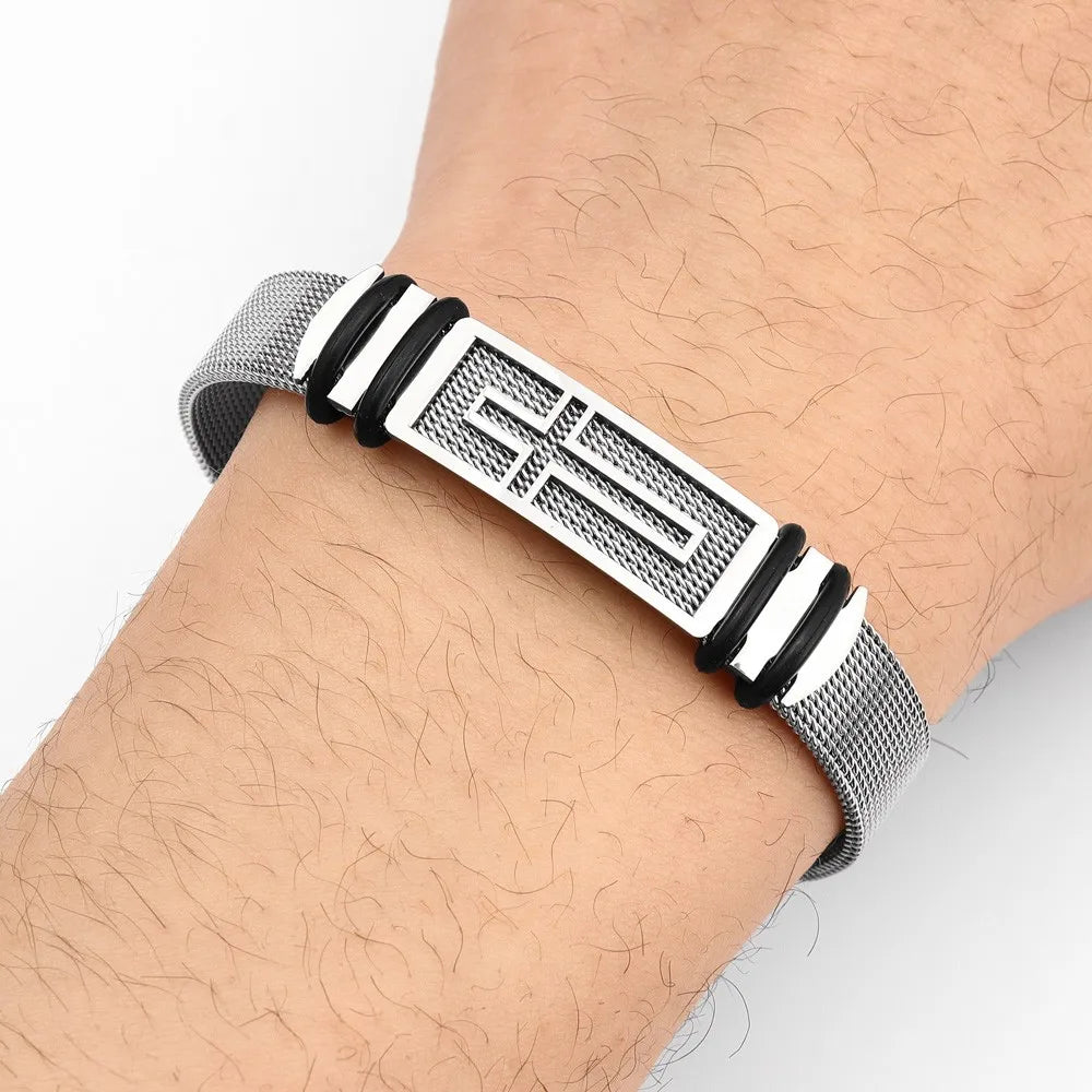 Trendy Christian Cross Stainless Steel Men's Bracelet New Fashion Metal Religious Accessories Charming Jewelry for
