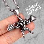 Go Fit Dumbbell Pendant Necklace — Stainless Steel