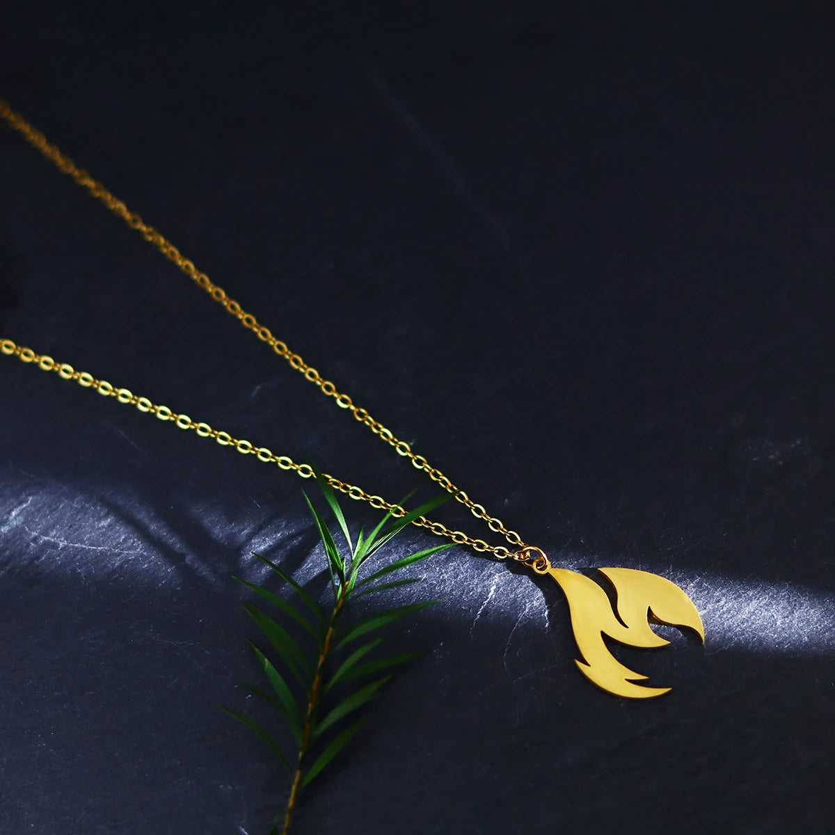Kinitial Stainless Steel Men's Flame Pendant Necklace Punk Fashion Fire Charm Necklace Jewelry Gift Wholesale
