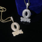 Iced Out Letter O Block Pendant Bling Cubic Zirconia Micro Pave Cz Paved Hip Hop Men Boy Rope Chain Jewelry