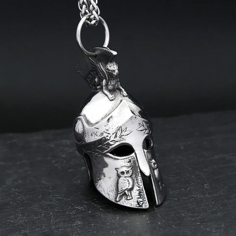 Spartan Helmet Steel Pendant Vintage Style 316L