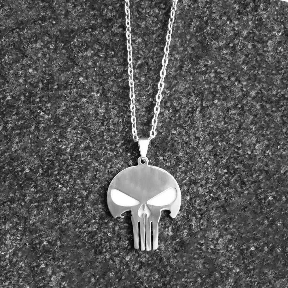 Gothic Dark Skull Stainless Steel Pendant Necklace