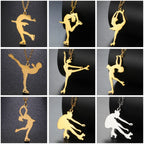 Ice Skater Charm Necklace — Stainless Steel