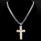 Cross Jesus Crucifix Two-Tone Pendant Layered