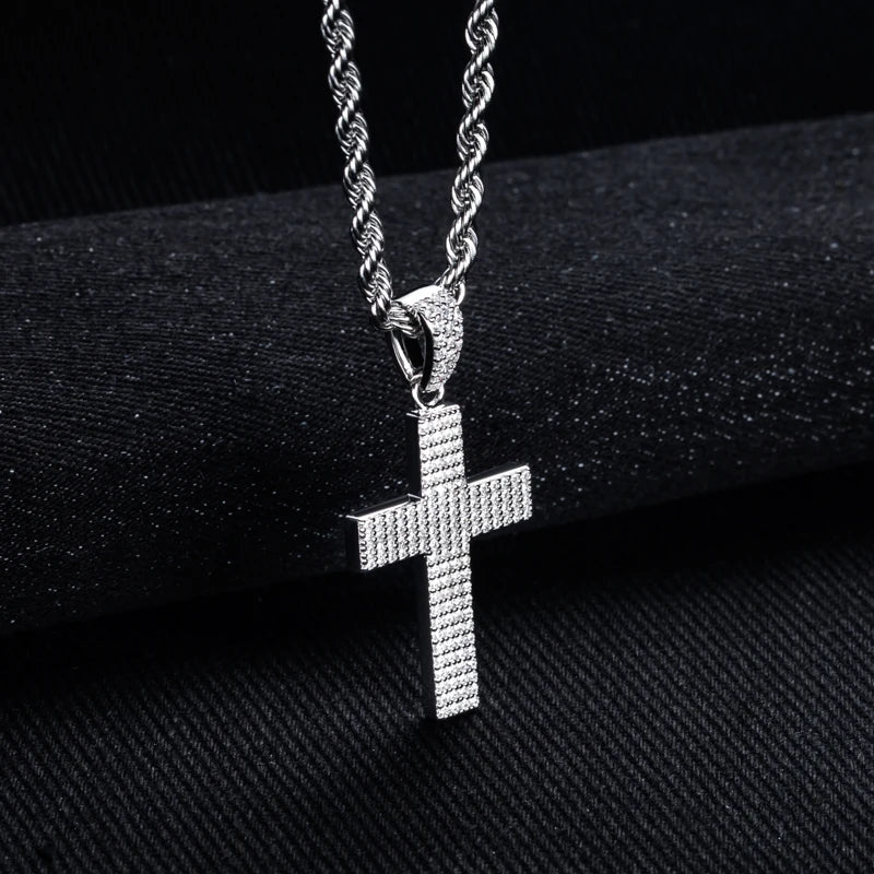 Iced Out Cross Pendant — 925 Silver