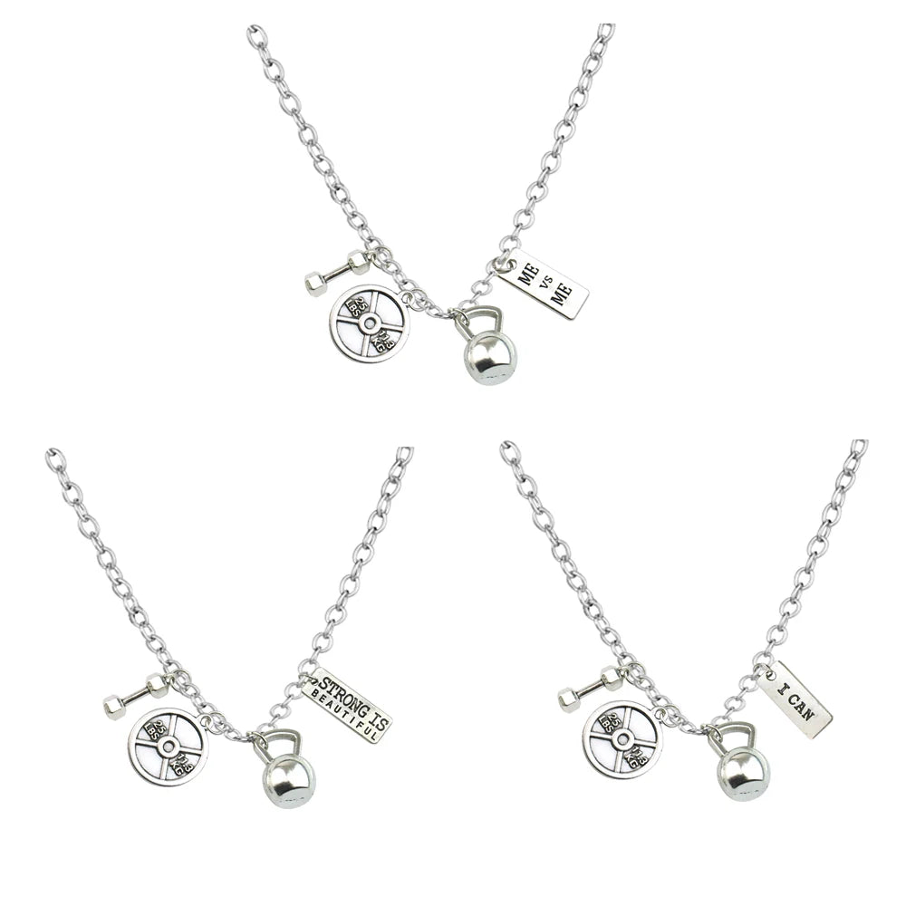 Dumbbell Barbell Letter Pendant — Stainless Steel