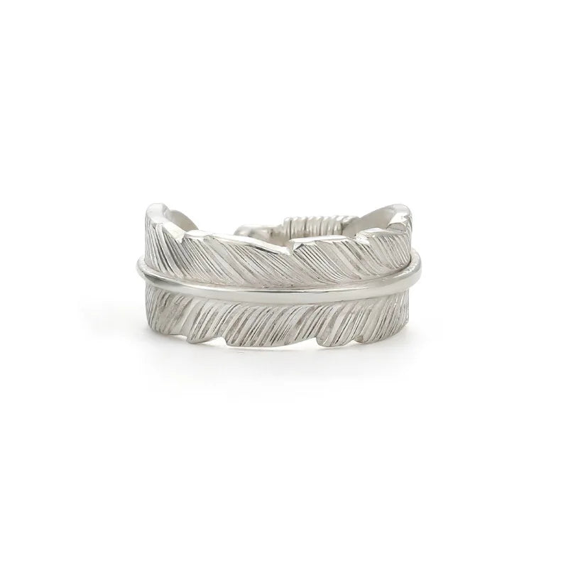 Retro The Guardian Angel Feather Ring For Men Women Punk Gothic Adjustable Open Ring Unisex Jewelry Accessories Gift For Lovers
