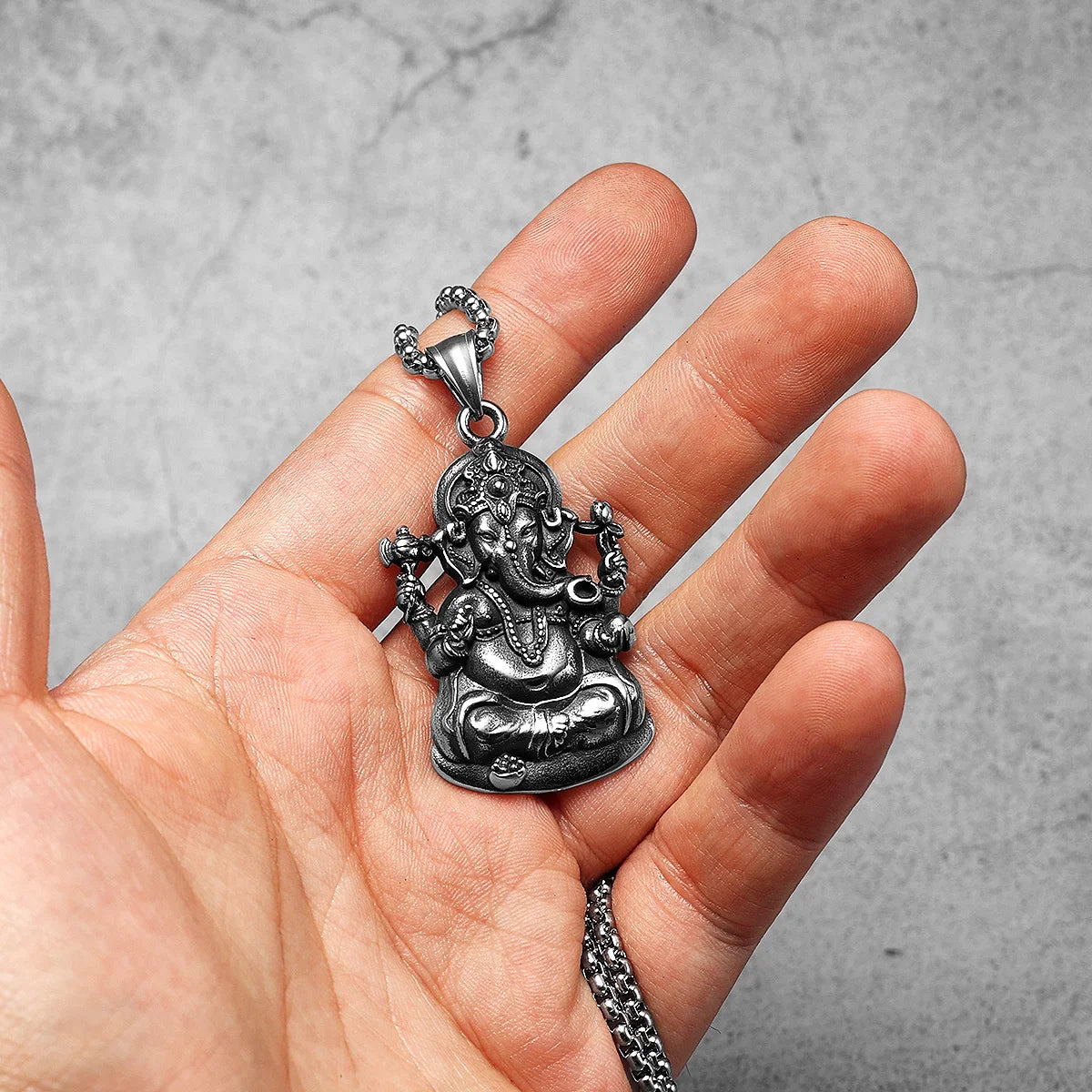Ganesha Pendant Necklace — Stainless Steel