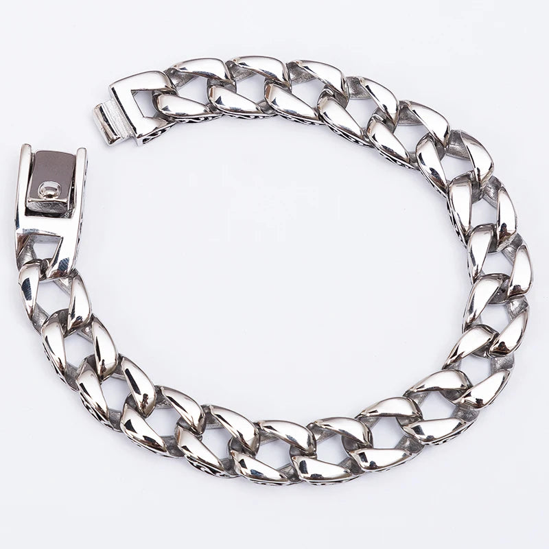Vintage Solid Stainless Steel Charm Man Bracelet for Men Totem Chain Men‘s Bracelets On Hand Bands Viking Jewelry