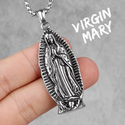 Stainless Steel Virgin Mary Prayer Pendant Necklace