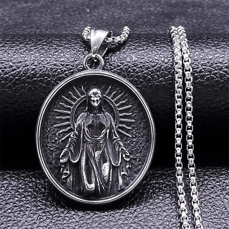 Orthodox Icon Cross Pendant Necklace — Stainless Steel