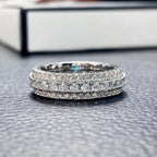 Silver Ring Inlaid Crystal Zirconium Round Ring Stone Men And Women Luxury Simple Fashion Gift Jewelry