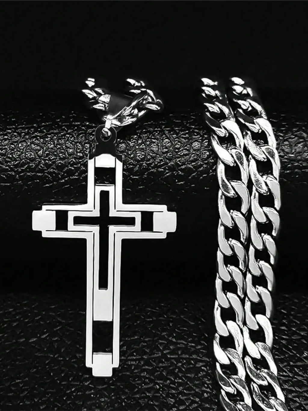 2025 Hip Hop Cross Stainless Steel Chain Necklace, Gold Long Pendant Necklace, Unisex