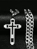 2025 Hip Hop Cross Stainless Steel Chain Necklace, Gold Long Pendant Necklace, Unisex