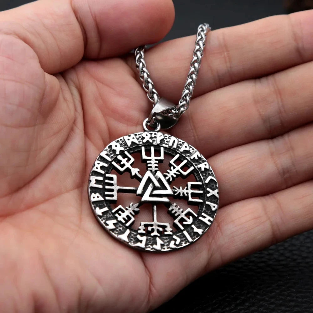 Compass Odin Steel Pendant Vintage Nordic Punk