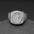 New gold color Catholic Saint Jude Crucifix Ring for men ins Stylish 316L Stainless steel bible Jesus exorcist