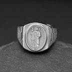 New gold color Catholic Saint Jude Crucifix Ring for men ins Stylish 316L Stainless steel bible Jesus exorcist