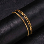 Cuban Stacked Chain Bracelet Set — Stainless Steel